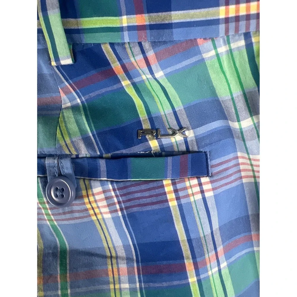 RLX Ralph Lauren Mens Blue Green Plaid Golf Pants Trousers 36x34 Cotton Blend